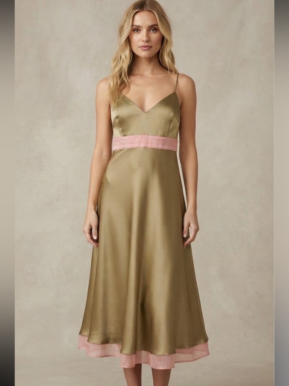 Bari Jay Nordstrom Bridesmaid Prom Formal Dress Taupe Pink Satin Size 16 NWT